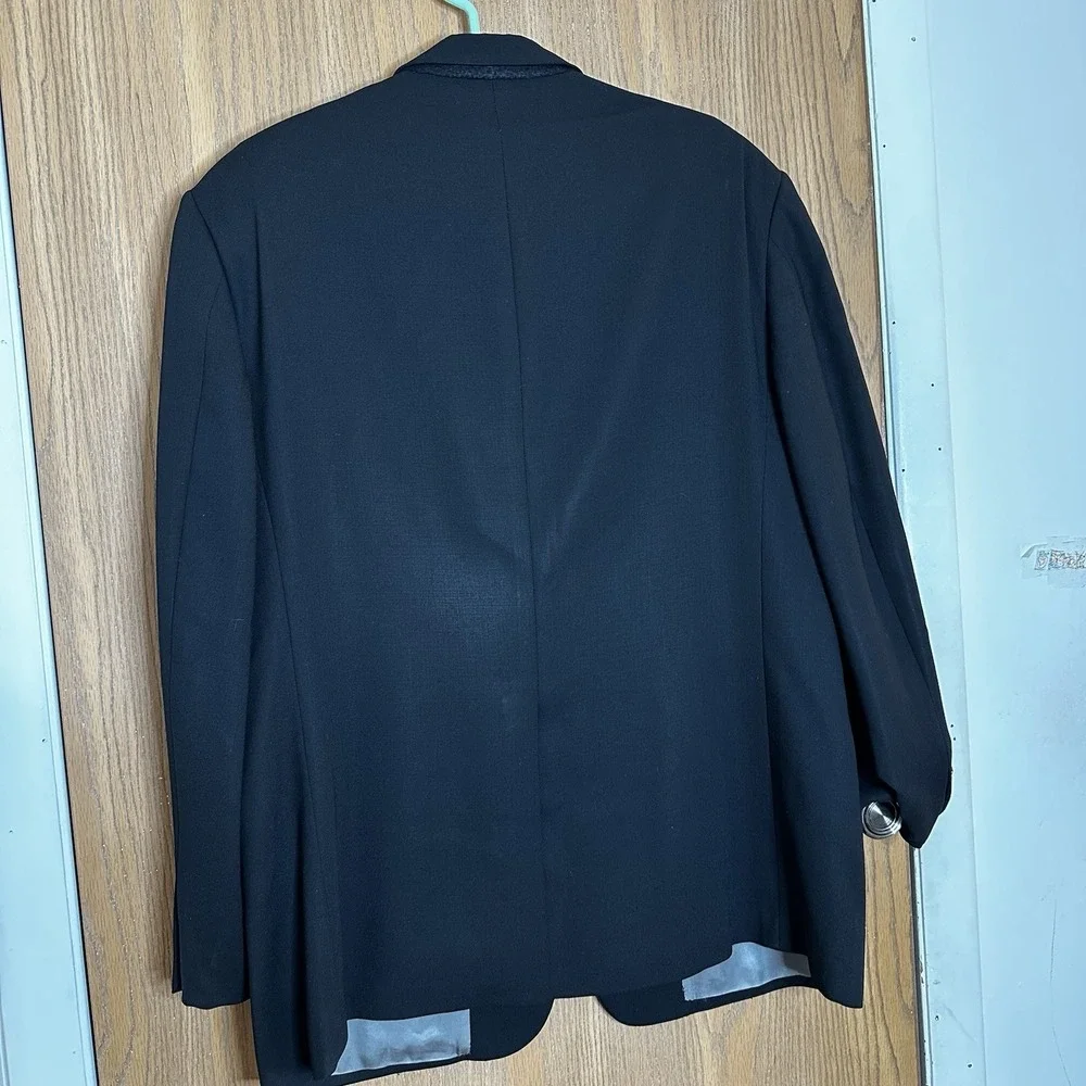 Hilton Men's Sports Jacket Sz 44R‎ 100% Wool Tessuto Lessona Gold Buttons Black